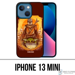 IPhone 13 Mini Case - Star Wars Mandalorian Yoda Fanart