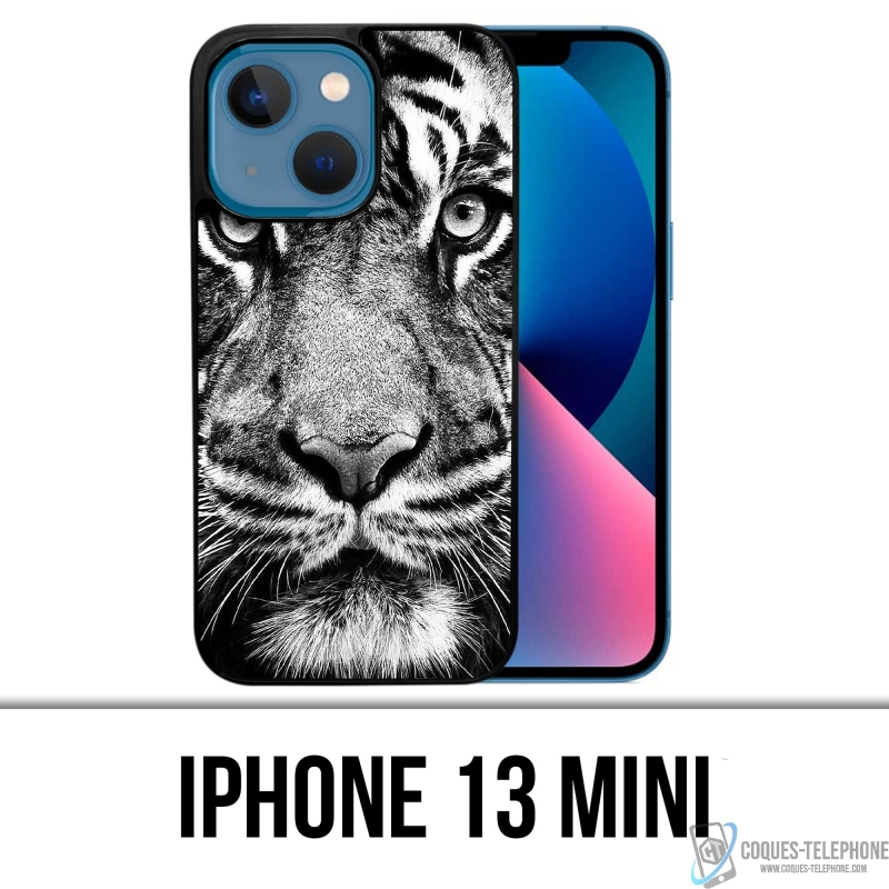 Funda Mini para iPhone 13 - Tigre Blanco y Negro