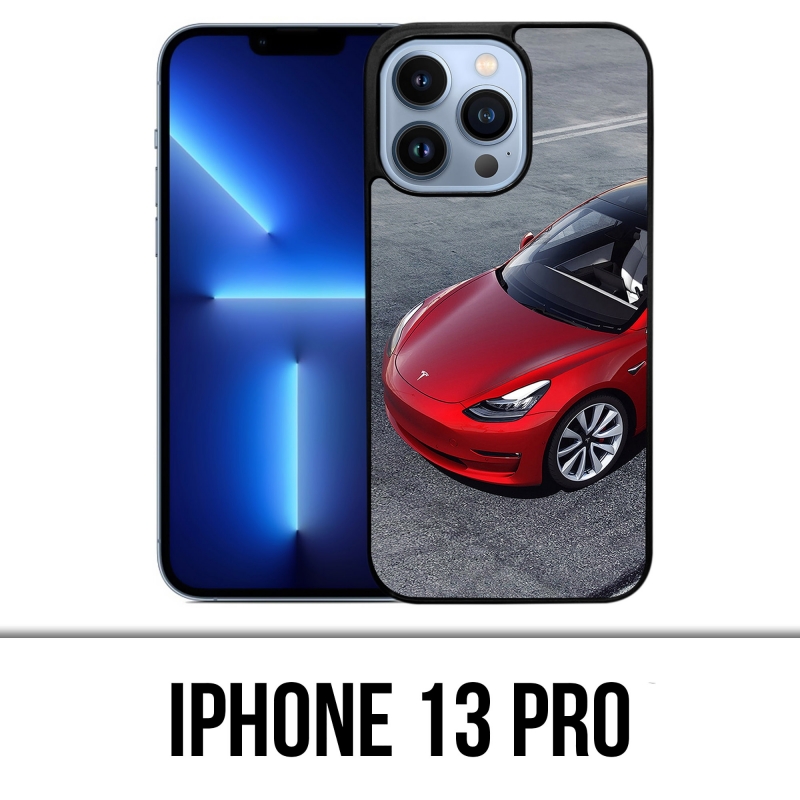 Coque iPhone 13 Pro - Tesla Model 3 Rouge