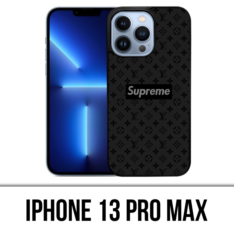 Classic Black Louis Vuitton X Supreme iPhone 13 Pro Max Case