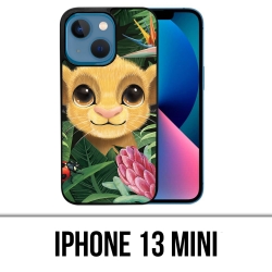 Coque iPhone 13 Mini - Disney Simba Bebe Feuilles
