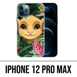Coque iPhone 12 Pro Max - Disney Simba Bebe Feuilles