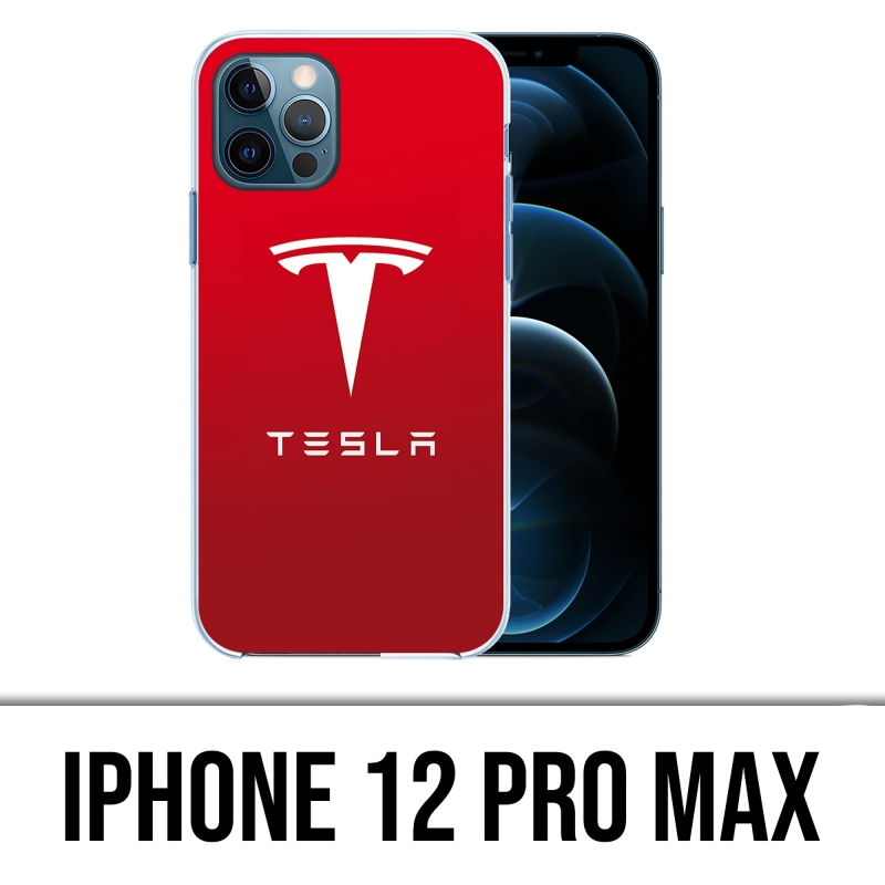 Custodia IPhone 12 Pro Max - Logo Tesla Rossa