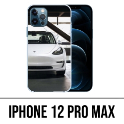 Coque iPhone 12 Pro Max - Tesla Model 3 Blanc