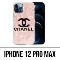 Coque iPhone 12 Pro Max - Chanel Fond Rose
