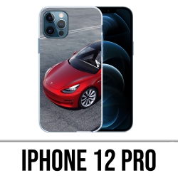 Coque iPhone 12 Pro - Tesla Model 3 Rouge