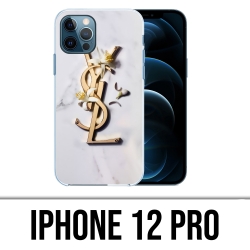 Cover iPhone 12 Pro - YSL Yves Saint Laurent Marble Flowers