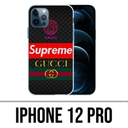Coque iPhone 12 Pro - Versace Supreme Gucci