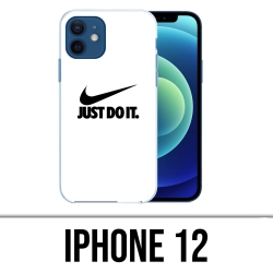 Coque iPhone 12 - Nike Just Do It Blanc