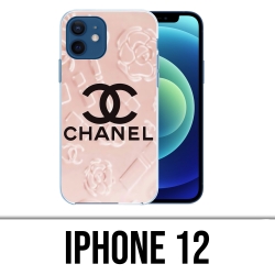 Coque iPhone 12 - Chanel Fond Rose