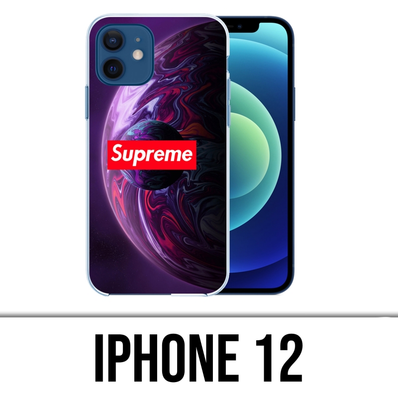 Coque iPhone 12 - Supreme Planete Violet