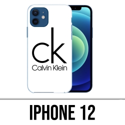 Coque iPhone 12 - Calvin Klein Logo Blanc
