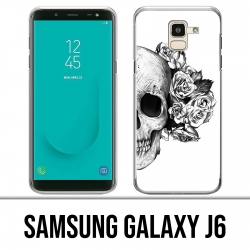 Custodia Samsung Galaxy J6 - Testa di teschio rose nero bianco