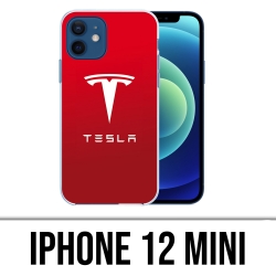 Coque iPhone 12 mini - Tesla Logo Rouge