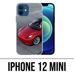 Coque iPhone 12 mini - Tesla Model 3 Rouge
