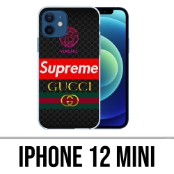 Coque iPhone 12 mini - Versace Supreme Gucci
