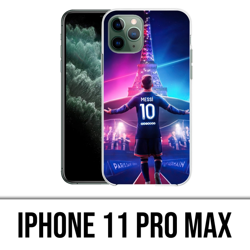 Coque iPhone 11 Pro Max - Messi PSG Paris Tour Eiffel