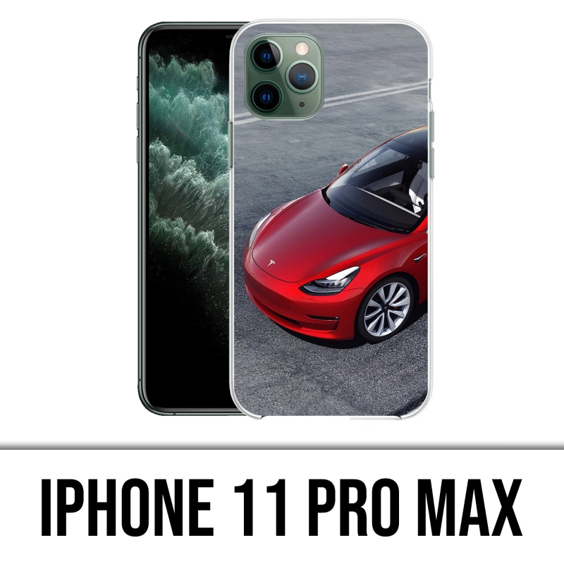 Coque iPhone 11 Pro Max - Tesla Model 3 Rouge