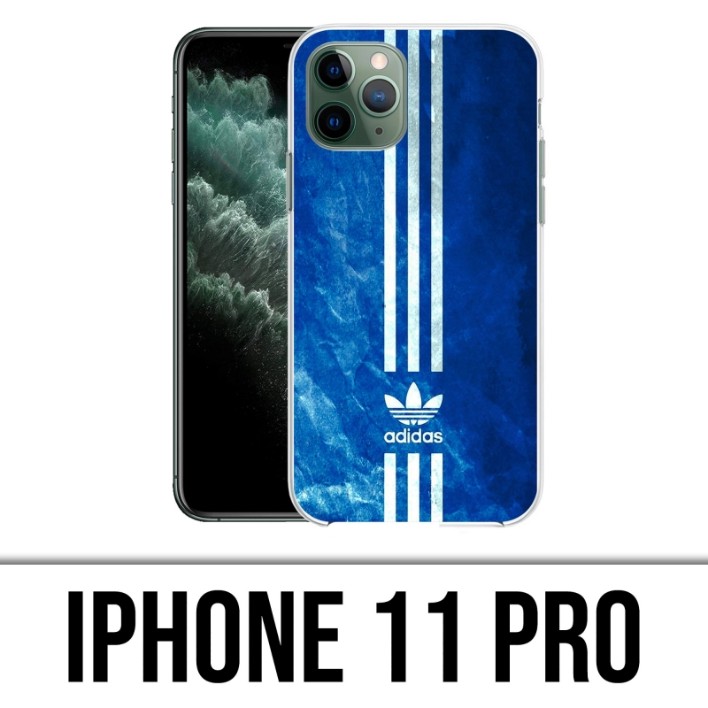 Coque iPhone 11 Pro - Adidas Bandes Bleu