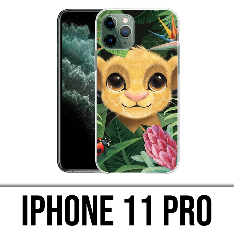 Coque iPhone 11 Pro - Disney Simba Bebe Feuilles