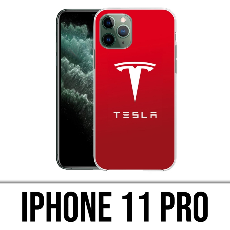 Coque iPhone 11 Pro - Tesla Logo Rouge