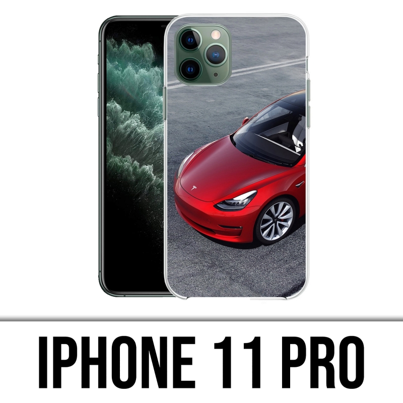 Coque iPhone 11 Pro - Tesla Model 3 Rouge
