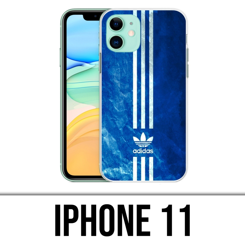 Coque iPhone 11 - Adidas Bandes Bleu