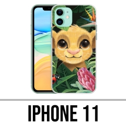 Coque iPhone 11 - Disney Simba Bebe Feuilles