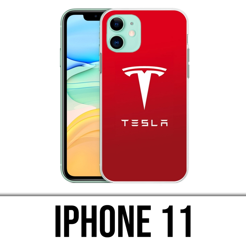 Coque iPhone 11 - Tesla Logo Rouge