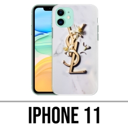 Coque iPhone 11 - YSL Yves Saint Laurent Marbre Fleurs