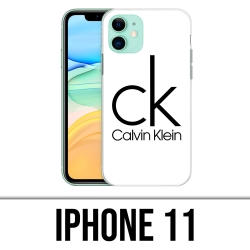 Coque iPhone 11 - Calvin Klein Logo Blanc