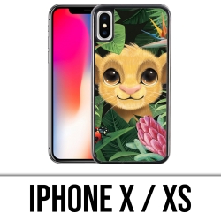 Coque iPhone X / XS - Disney Simba Bebe Feuilles