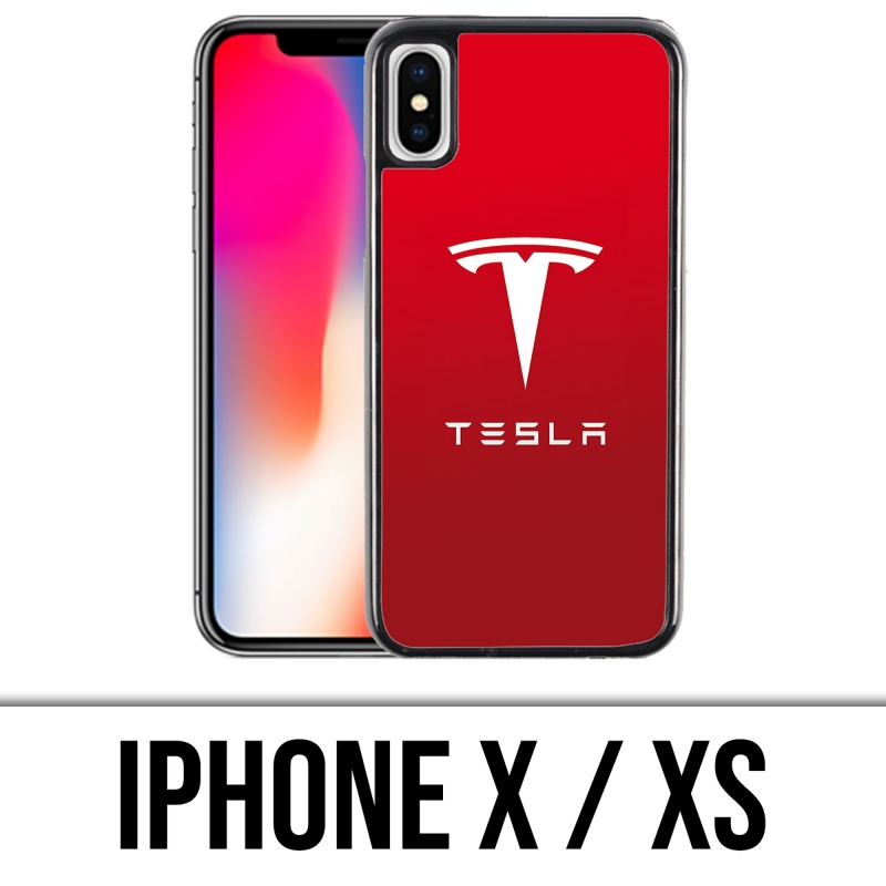 Coque iPhone X / XS - Tesla Logo Rouge