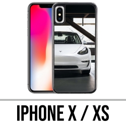 Carcasa para iPhone X / XS - Tesla Model 3 Blanca