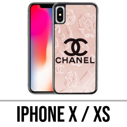 Coque iPhone X / XS - Chanel Fond Rose