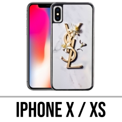 Coque iPhone X / XS - YSL Yves Saint Laurent Marbre Fleurs