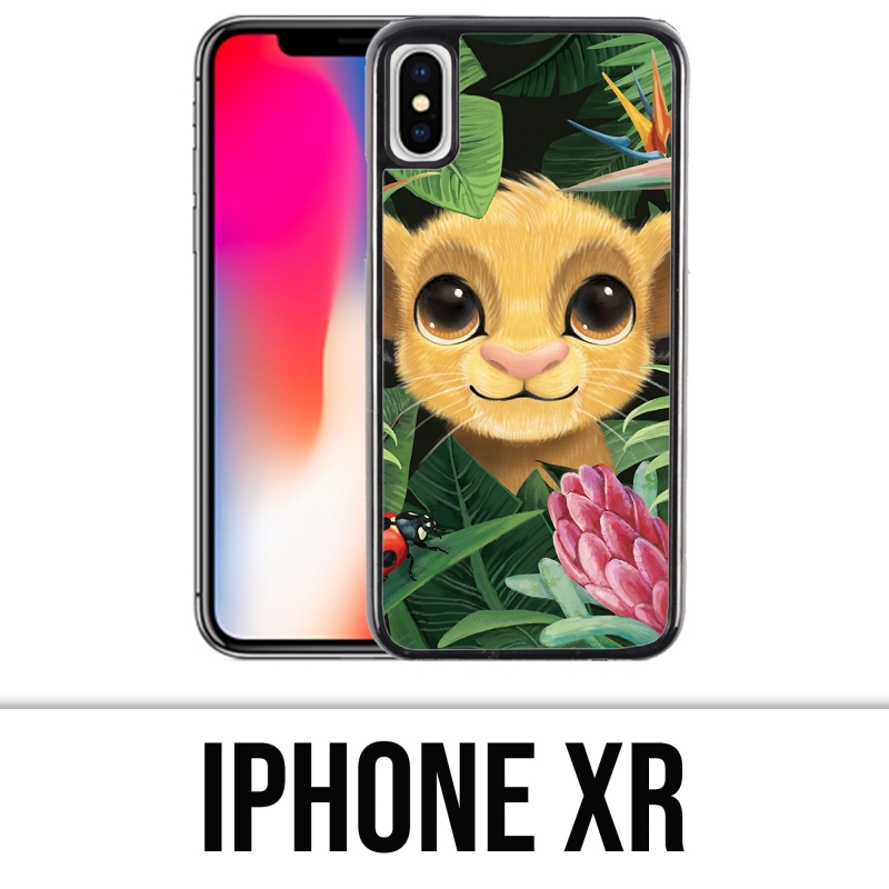 Coque iPhone XR - Disney Simba Bebe Feuilles
