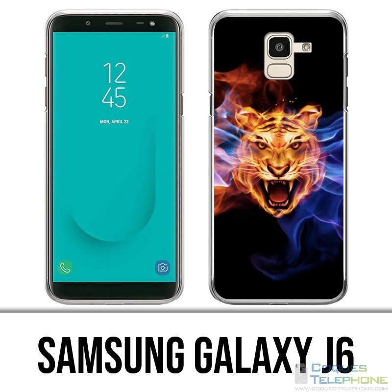 Coque Samsung Galaxy J6 - Tigre Flammes