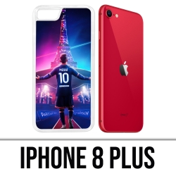 Coque iPhone 8 Plus - Messi PSG Paris Tour Eiffel