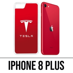 Coque iPhone 8 Plus - Tesla Logo Rouge