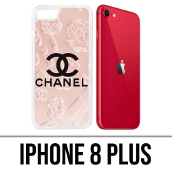 Coque iPhone 8 Plus - Chanel Fond Rose
