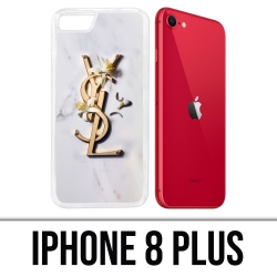 Coque iPhone 8 Plus - YSL Yves Saint Laurent Marbre Fleurs