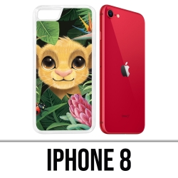 Coque iPhone 8 - Disney Simba Bebe Feuilles