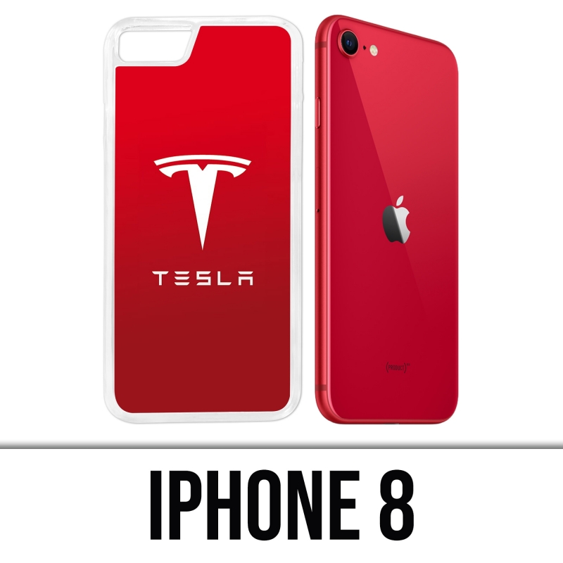 Coque iPhone 8 - Tesla Logo Rouge