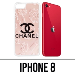 Coque iPhone 8 - Chanel Fond Rose