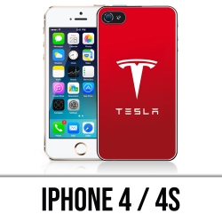 Coque iPhone 4 et 4S - Tesla Logo Rouge