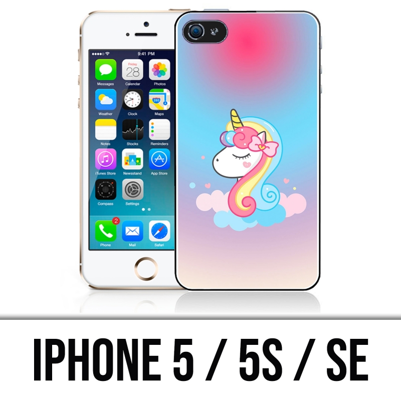 Coque iPhone 5, 5S et SE - Licorne Nuage