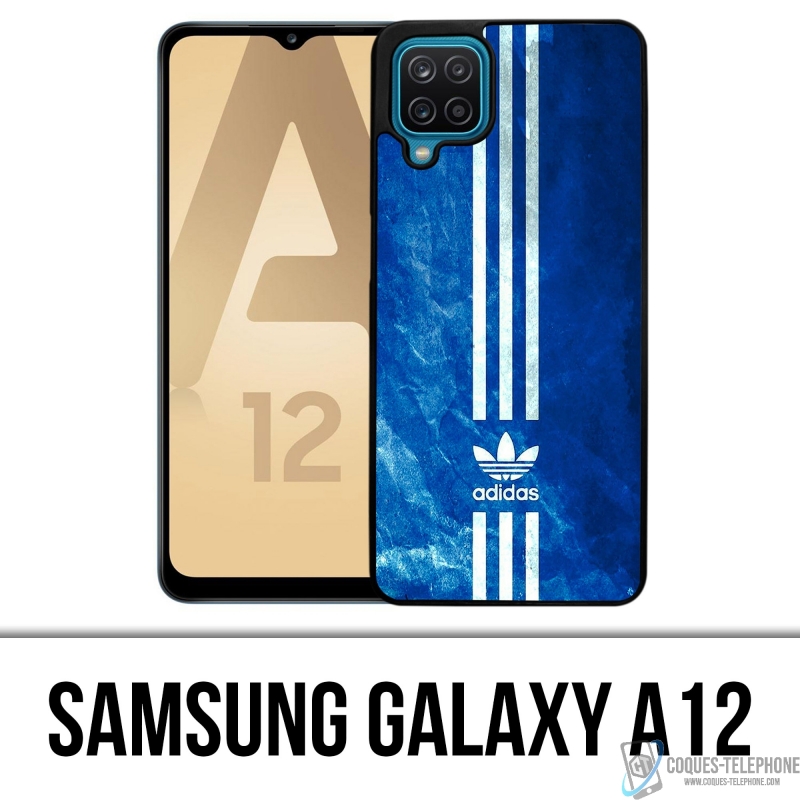 Coque Samsung Galaxy A12 - Adidas Bandes Bleu