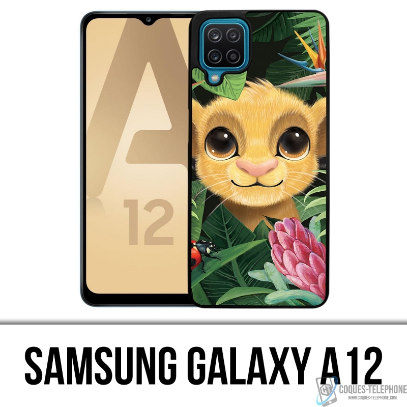 Coque Samsung Galaxy A12 - Disney Simba Bebe Feuilles