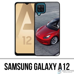 Carcasa para Samsung Galaxy A12 - Tesla Model 3 Roja